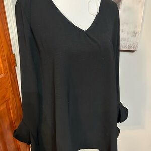 Chic Black V-Neck Women's Blouse